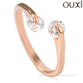 OUXI Wholesale Female Jewelry Latest Gold Finger Ring Crystal Adjustable Ring